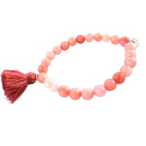 Biba Armband Crystal Perlen Rund Apricot Damen Armband Biba Anhänger Gold