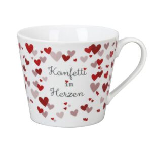 Krasilnikoff Henkeltasse Kaffeetasse Sprüche Tasse Konfetti im Herzen