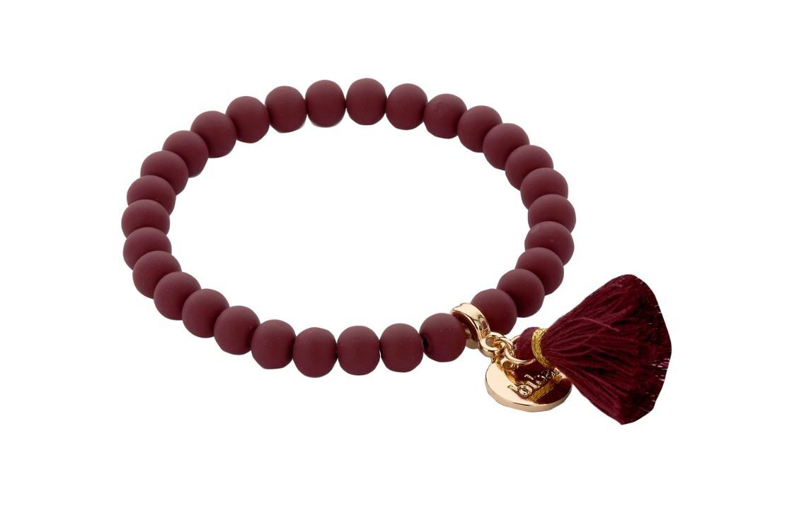 Biba Armband Ton Perlen Bordeaux Damen Armband Glücksbringer Biba Anhänger Gold