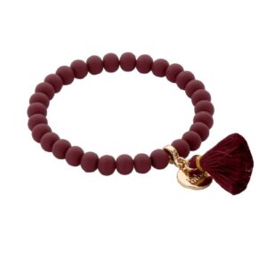 Biba Armband Ton Perlen Bordeaux Damen Armband Glücksbringer Biba Anhänger Gold