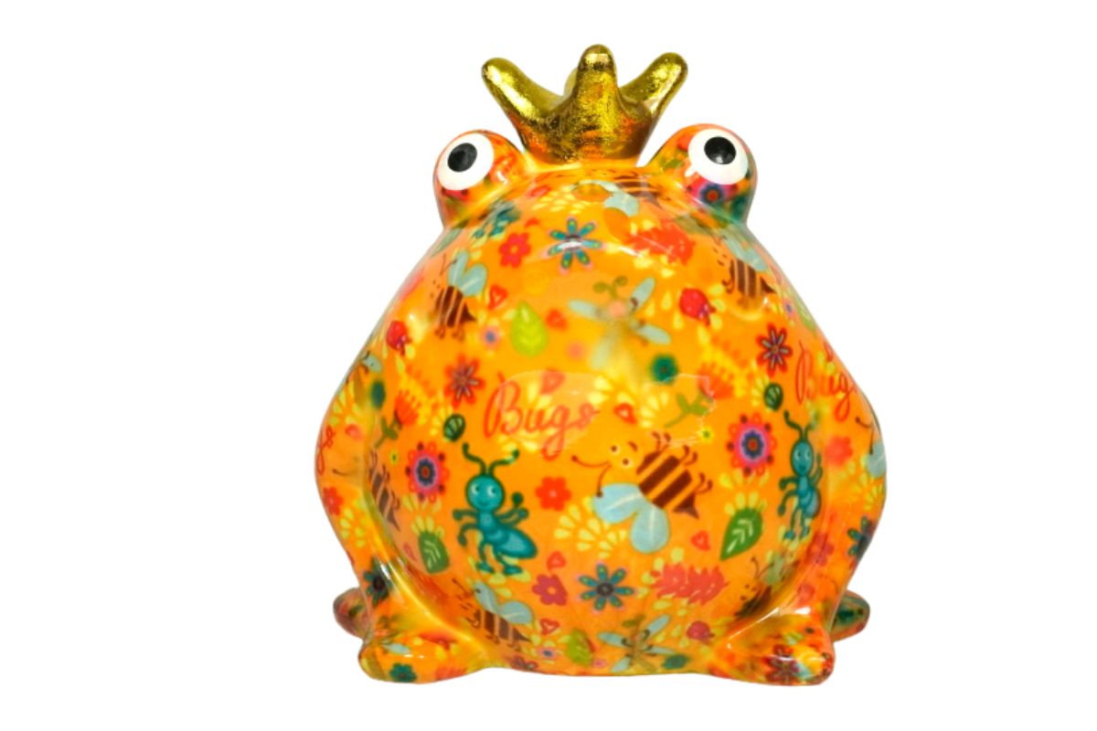 Pomme Pidou Spardose Money Bank Frosch Freddy Blau Orange Bugs