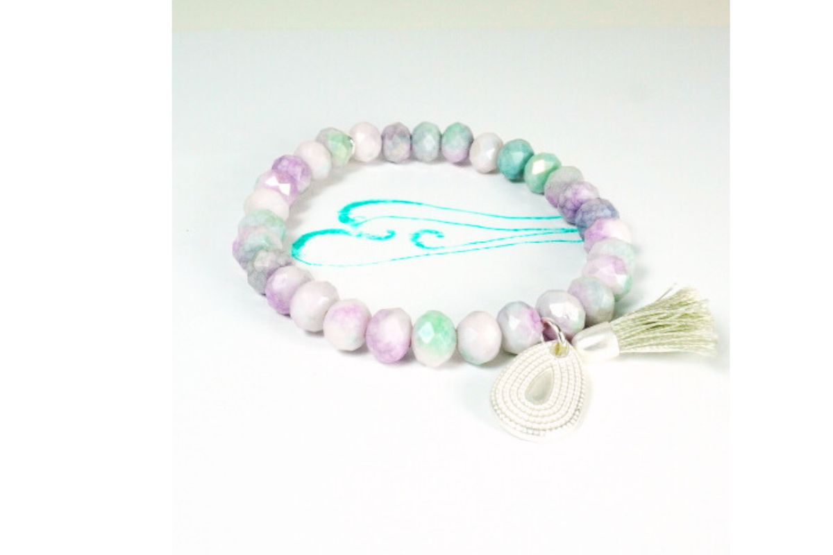 Biba Armband Crystal Pastell Perlen Damen Armband Troddel Silber Tropfen Anhänger Silber