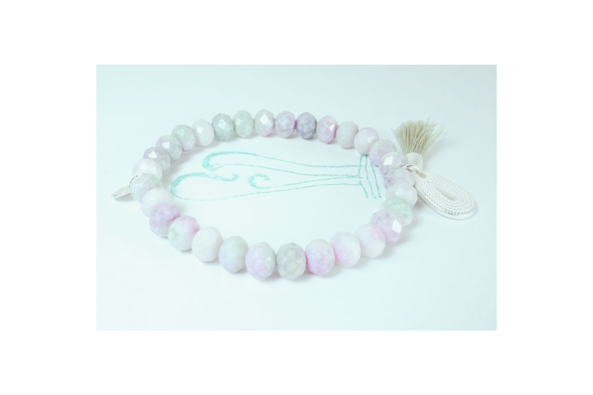 Biba Armband Crystal Pastell Perlen Damen Armband Troddel Silber Tropfen Anhänger Silber