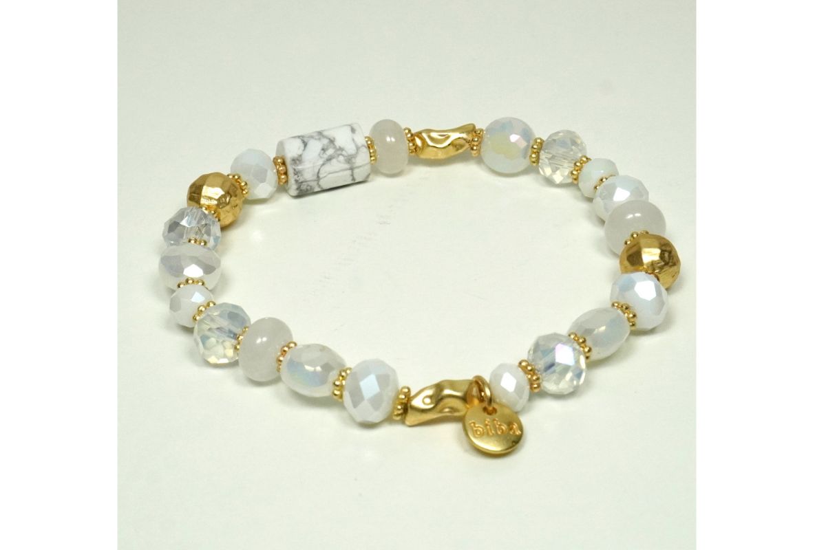 Biba Armband Crystal Perlen Mix Damen Armband Anhänger Gold – Bild 7