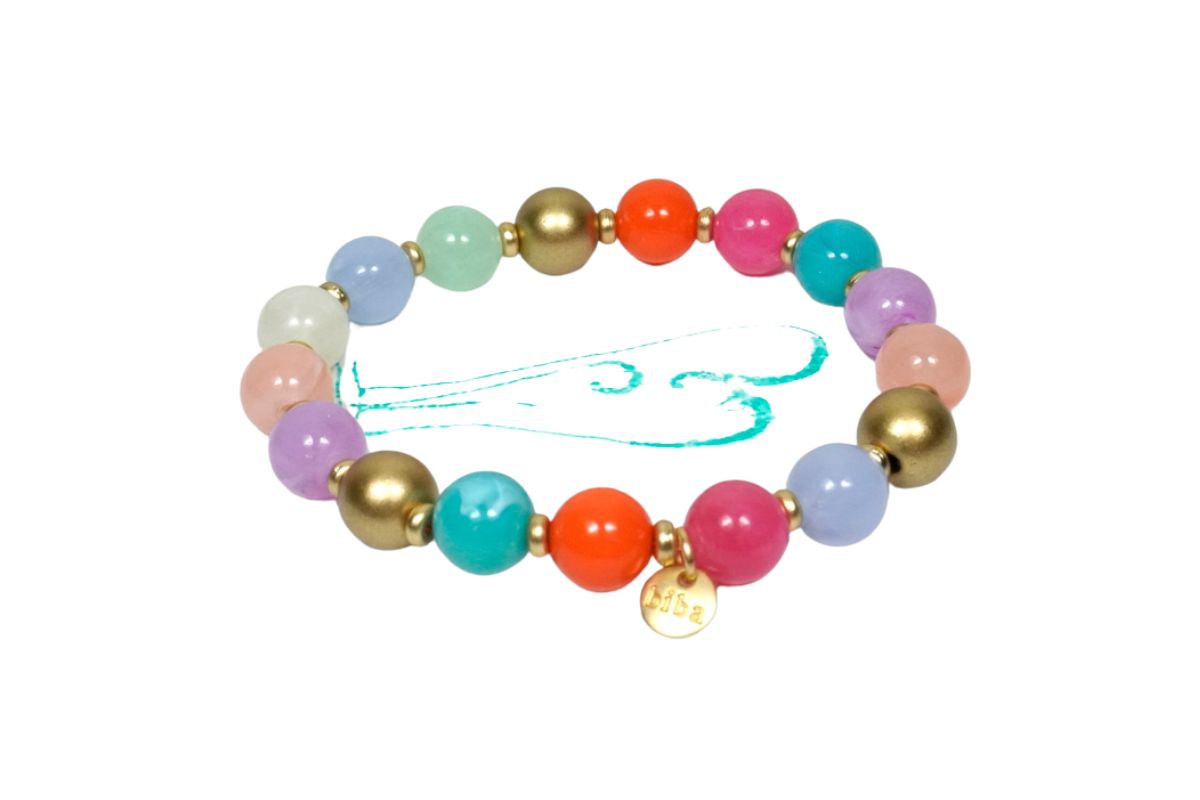 Biba Armband Perlen Mix Bunt Damen Armband Anhänger Gold Matt