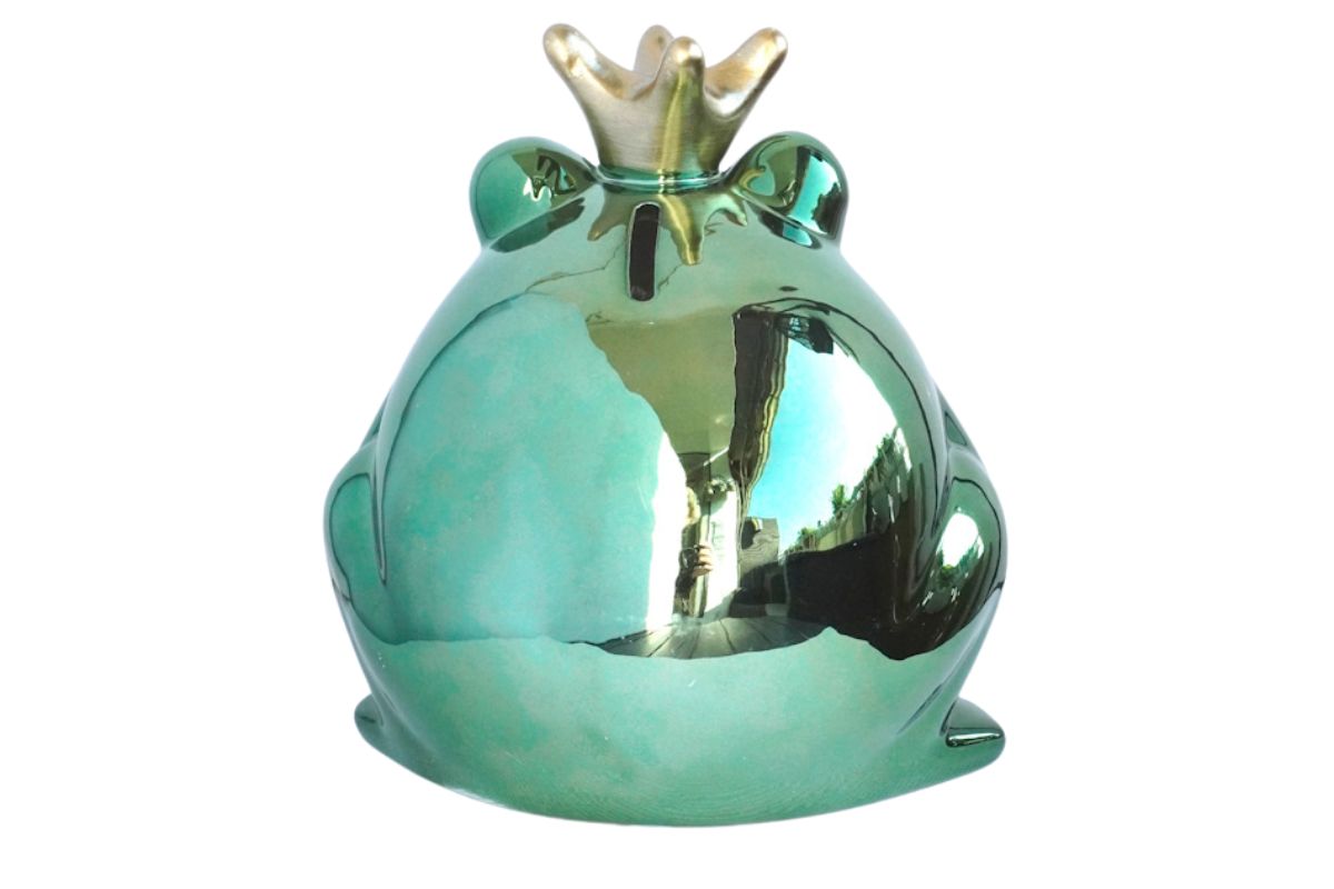 Pomme Pidou Spardose Money Bank Frosch Freddy Metallic Grün