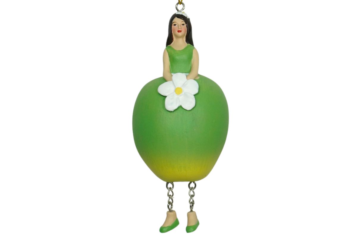 Deko Figur Blumenmädchen Apfelmädchen Grün zum Hängen