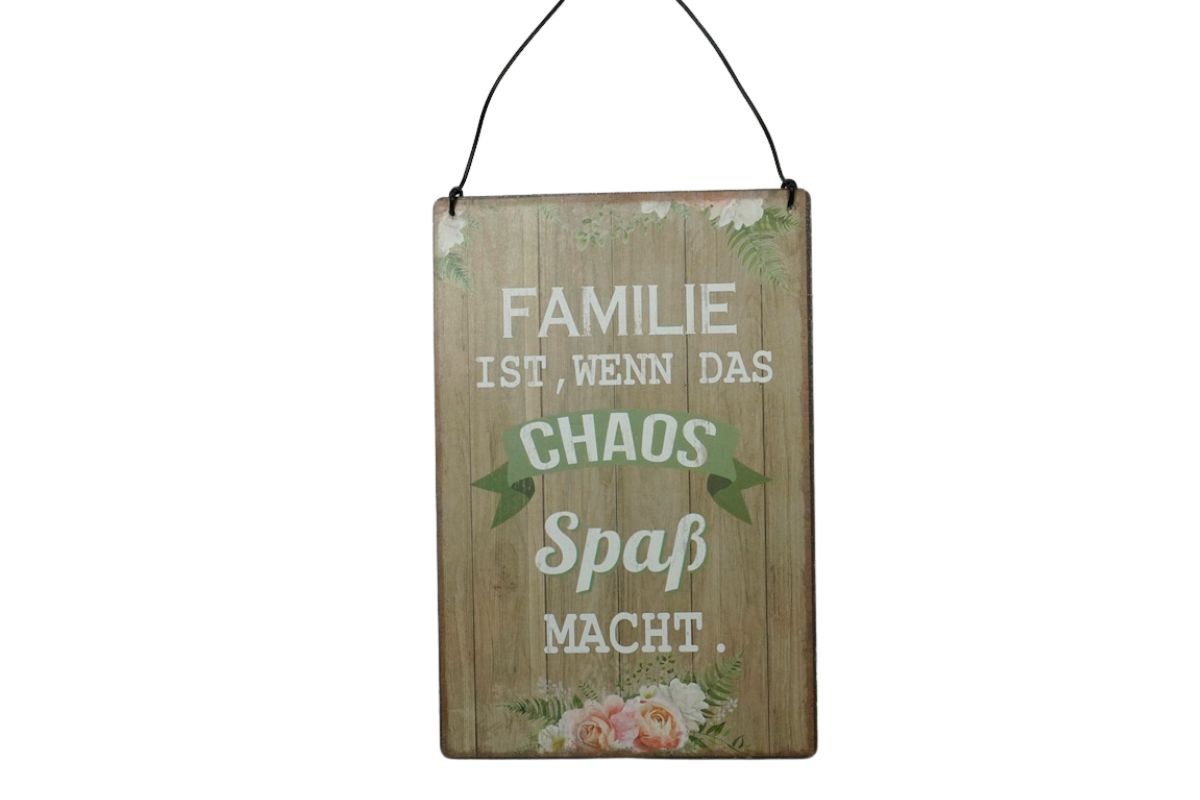 Deko Blechschild Aufhänger Wand Deko Familie ist, Wenn Das Chaos Spaß macht