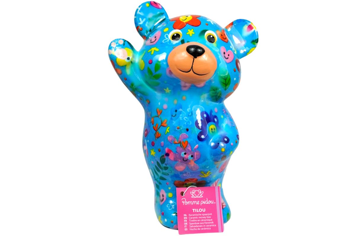 Pomme Pidou Spardose Money Bank Teddy Bärchen Tilou Blau