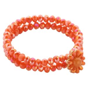Biba Armband Crystal Perlen Orange Full Blum Damen Armband Anhänger Gold 18cm