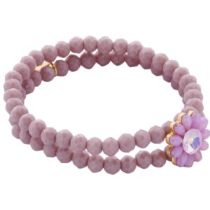 Biba Armband Crystal Perlen Lila Full Blum Damen Armband Anhänger Gold 18cm