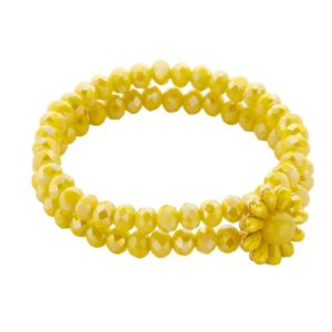 Biba Armband Crystal Perlen Gelb Full Blum Damen Armband Anhänger Gold 18cm