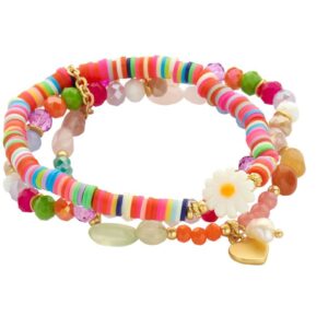 Biba Armband Crystal Clay Perlen Bunt Posh Trio Damen Armband Anhänger Gold