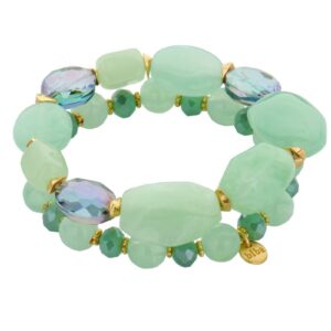 Biba Armband Vintage Retro Big Crystal Perlen Mix Duo Damen Armband Anhänger Gold