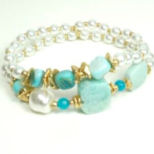 Biba Armband Perlen Mix Perlmutt Duo Damen Armband Anhänger Gold