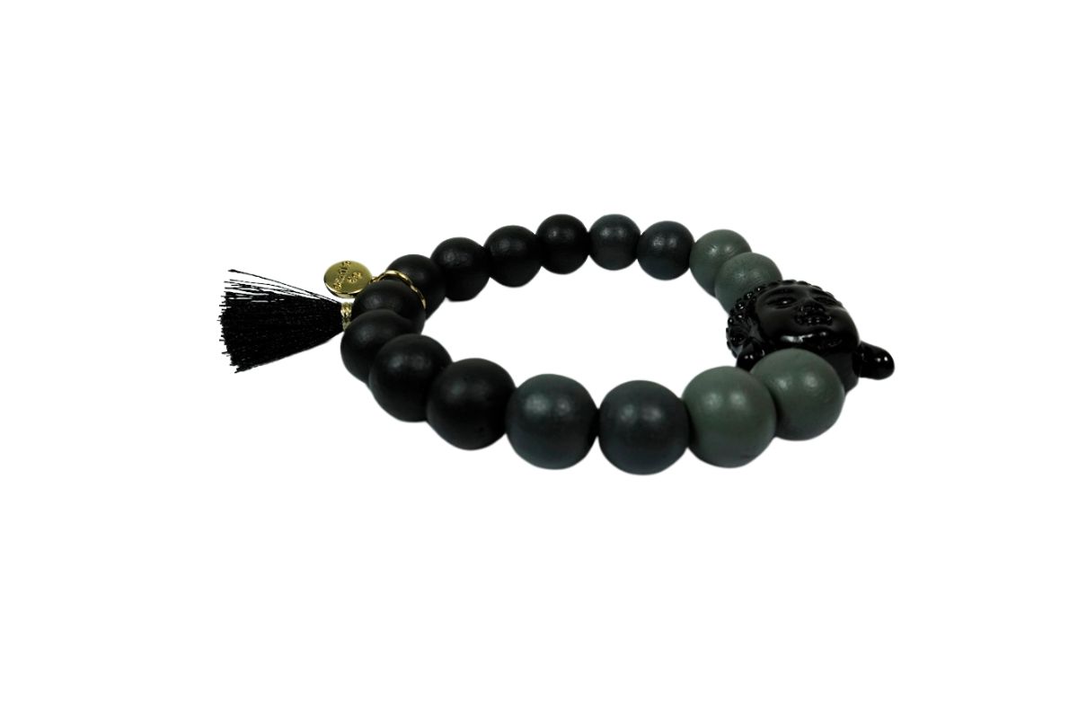 Damen Armband Schwarz Buddha Troddel Perlen Modeschmuck Armband