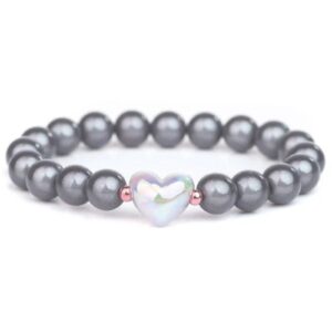 Damen Armband Magic Beads Herz Grau Perlen Modeschmuck Armband
