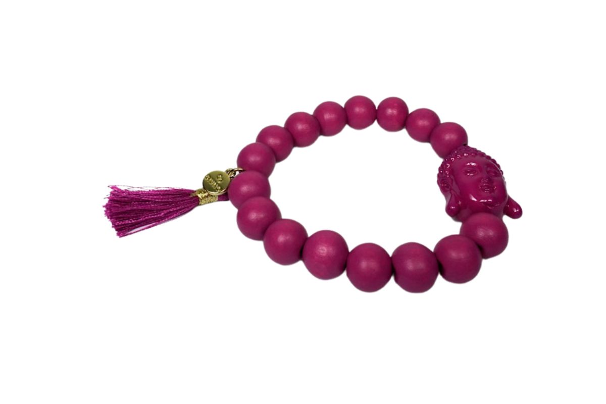 Damen Armband Wein Rot Buddha Troddel Perlen Modeschmuck Armband – Bild 4