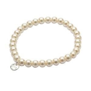 Biba Armband Glas Perlen Perlmutt 6mm Ø Damen Armband Silber Anhänger