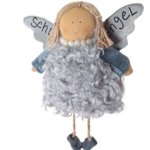 Baden Schutzengel Aufhänger Deko Engel im Fellkleidchen Blau Angie