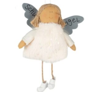 Baden Schutzengel Aufhänger Deko Engel im Plüschkleidchen Creme Mary