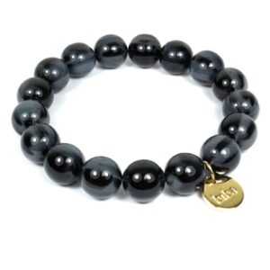 Biba Armband Polymer Perlen Gold Black Grey Marmoriert 12mm Ø Damen Armband Anhänger Gold