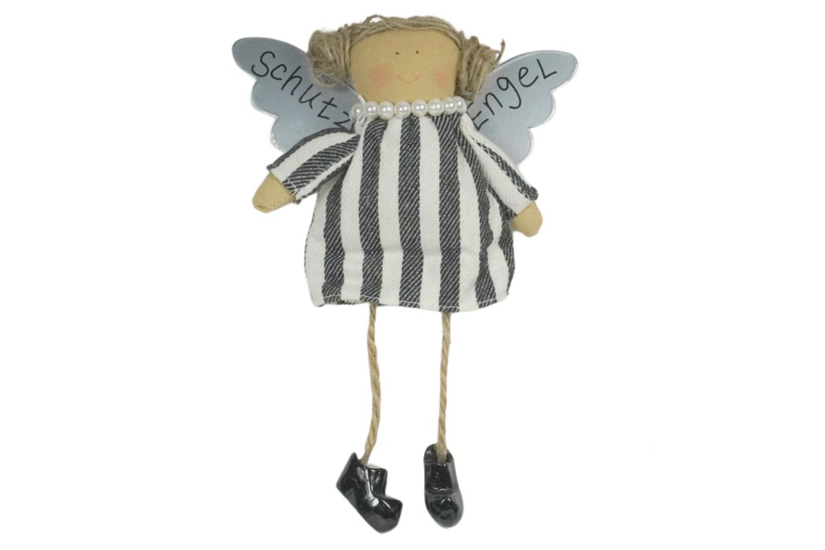 Baden Schutzengel Aufhänger Deko Engel im Stoffkleidchen gestreift