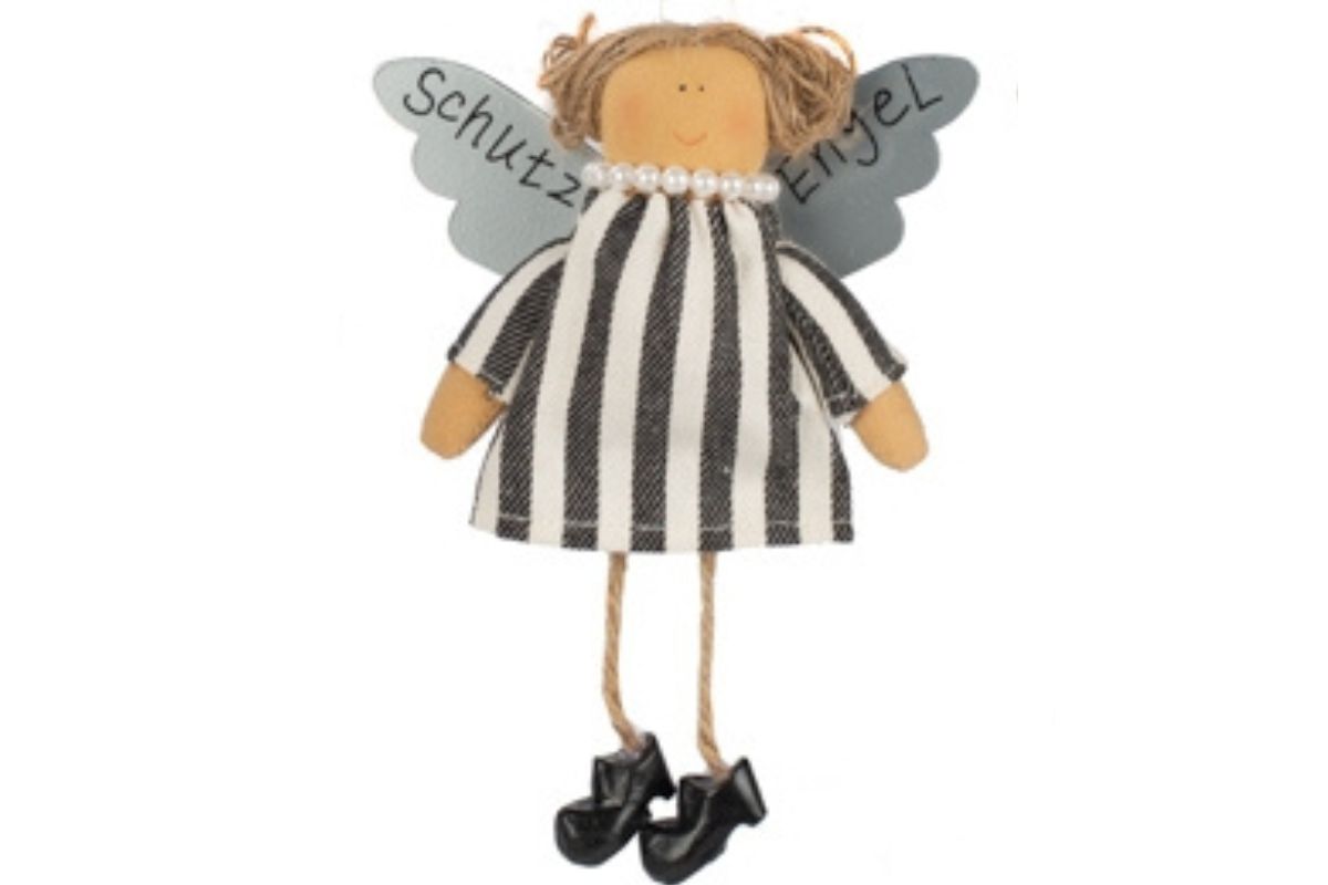 Baden Schutzengel Aufhänger Deko Engel im Stoffkleidchen gestreift