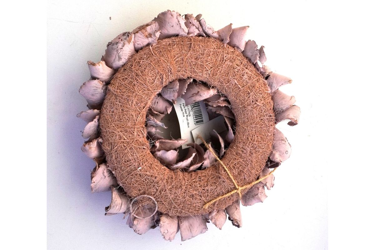 Couronne Deko Kranz Naturkranz Palm Petal Wreath Powder Pink 25cm∅ Handarbeit