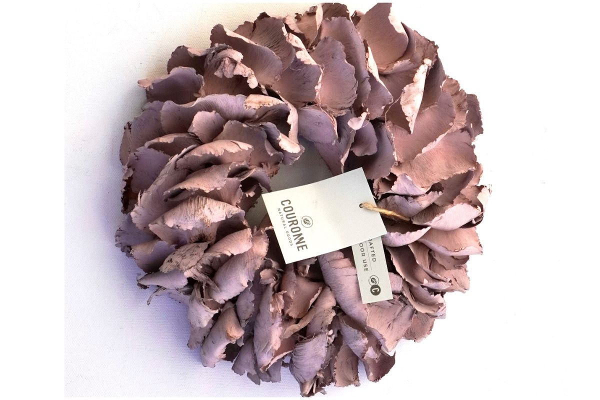 Couronne Deko Kranz Naturkranz Palm Petal Wreath Powder Pink 25cm∅ Handarbeit