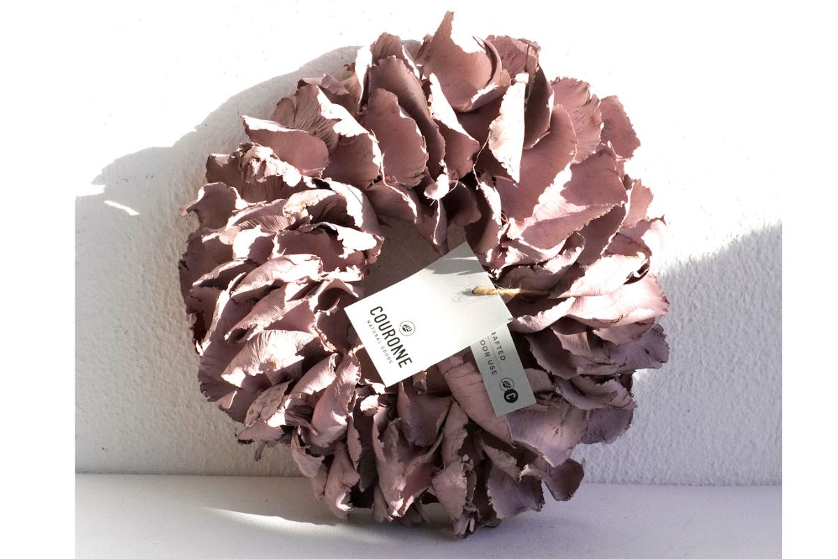 Couronne Deko Kranz Naturkranz Palm Petal Wreath Powder Pink 25cm∅ Handarbeit
