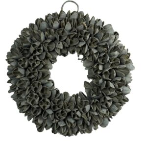 Couronne Dekokranz Wandkranz Naturkranz Handarbeit Bakuli Wreath Grey Mist 20cm∅