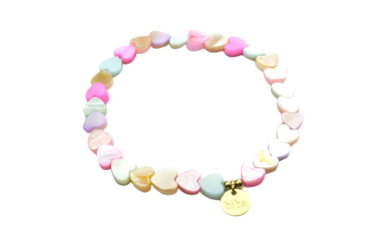 Biba Armband Crystal Perlen Hearts Damen Armband Anhänger Gold