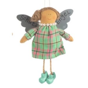 Baden Schutzengel Aufhänger Deko Engel im Stoffkleidchen Kariert