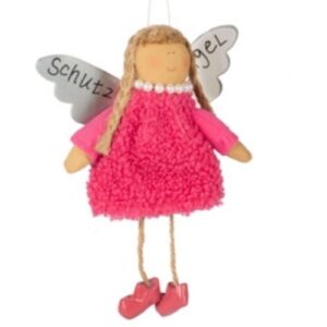 Baden Schutzengel Aufhänger Deko Engel im Fellkleidchen Pink