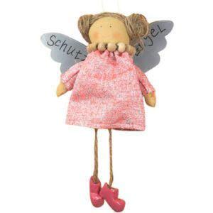 Baden Schutzengel Aufhänger Deko Engel im Glitzerkleidchen Rosa