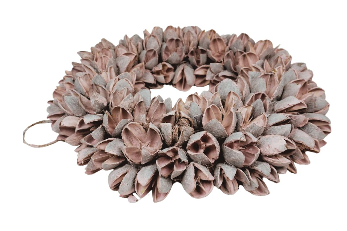 Couronne Dekokranz Wandkranz Naturkranz Handarbeit Bakuli Wreath Powder Pink 20cm∅