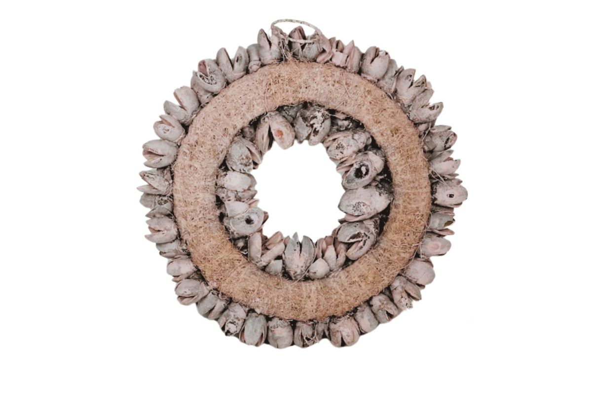 Couronne Dekokranz Wandkranz Naturkranz Handarbeit Bakuli Wreath Powder Pink 20cm∅
