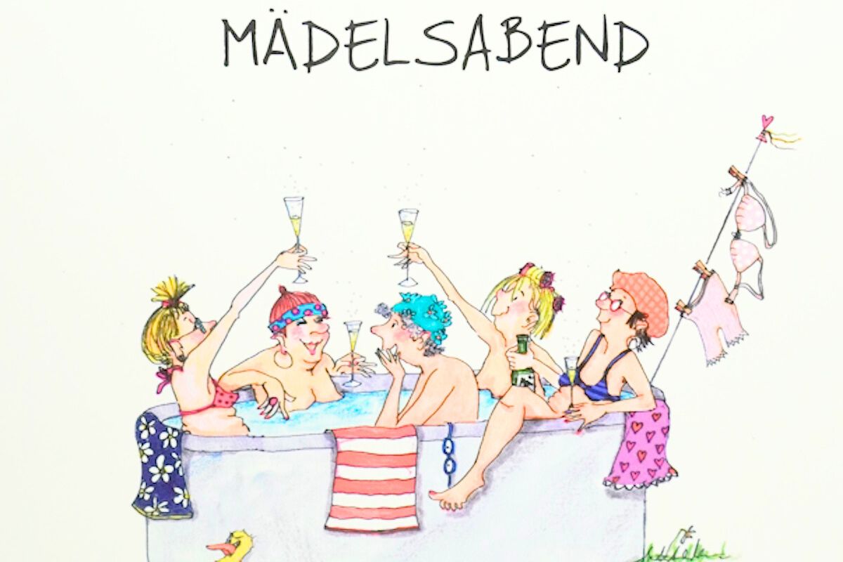 Holzbild Wandbild von B. Freundlieb Mädelsabend